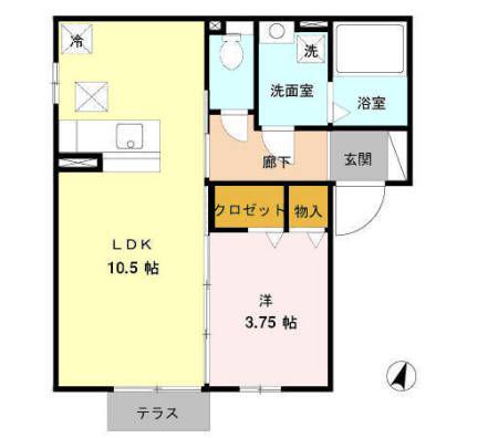 コスモス(1LDK/1階)の間取り写真