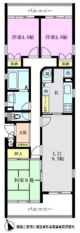 あさかヴィレッジ リニア棟(3LDK/2階)の間取り写真