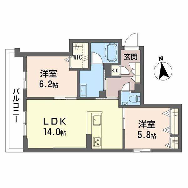 シャーメゾン マイレ(2LDK/2階)の間取り写真