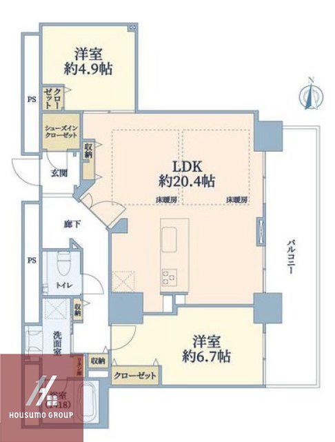 レジデンス梅田ローレルタワー(2LDK/31階)の間取り写真