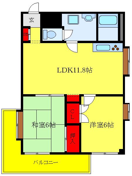 ライブ赤羽(2LDK/1階)の間取り写真