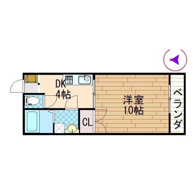 カトレアA(1DK/2階)の間取り写真