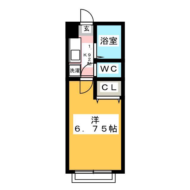 ハイツサザンクロス(1K/1階)の間取り写真