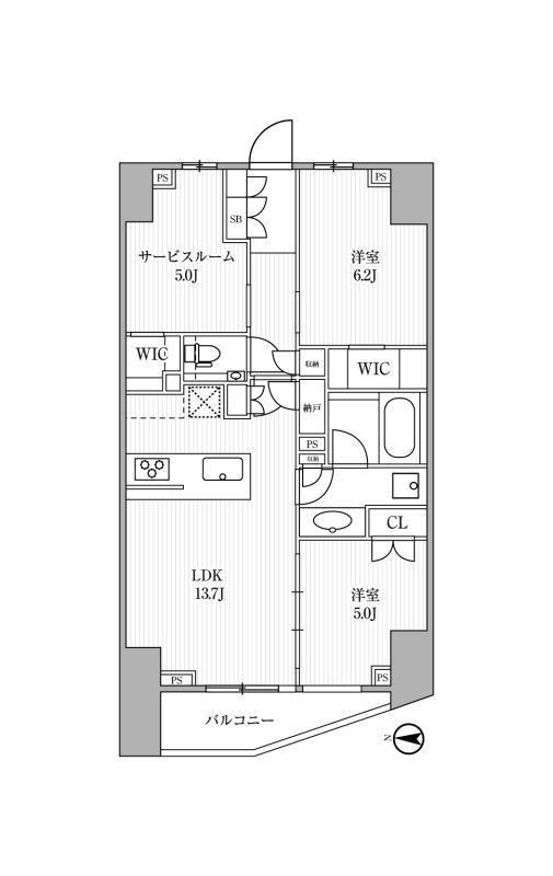 ディームス方南町(2SLDK/8階)の間取り写真