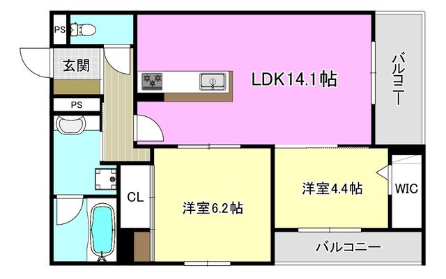 TORISIA千里丘I(2LDK/3階)の間取り写真