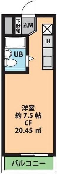 横浜ヒルストンハウス(ワンルーム/3階)の間取り写真