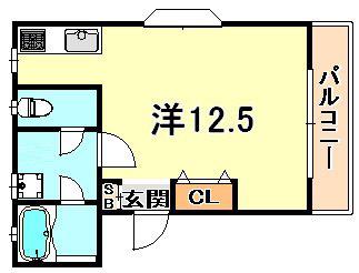 エトワール寺田(ワンルーム/4階)の間取り写真