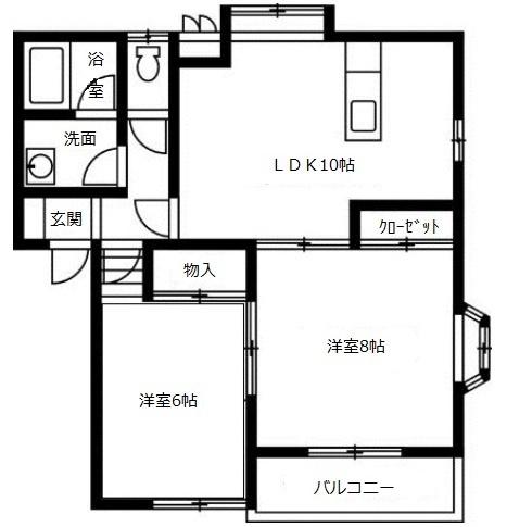 アーバン萩原(2LDK/1階)の間取り写真