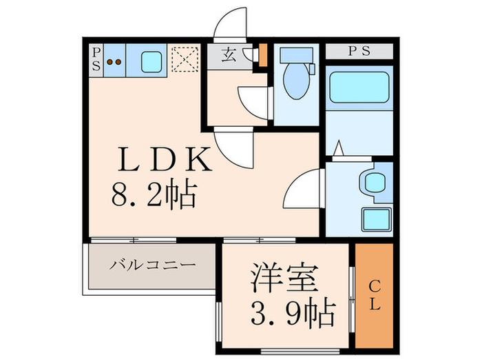 CRECIA折尾II(1LDK/3階)の間取り写真