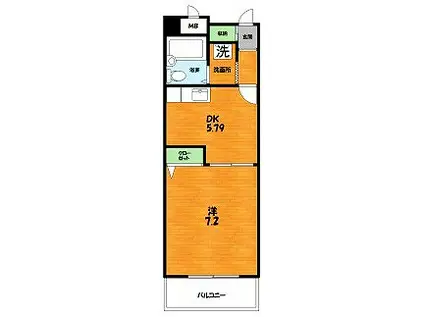 プルミエール大西(1DK/2階)の間取り写真
