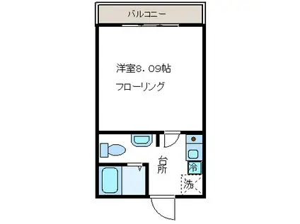 キャップストーン藤川D(ワンルーム/2階)の間取り写真