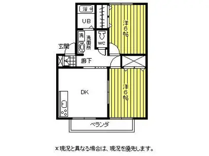 シャルマンメグII(2DK/2階)の間取り写真