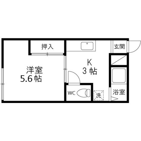 サンハイツ(1K/2階)の間取り写真