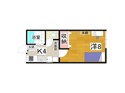 シンシア館(1K/1階)の間取り写真