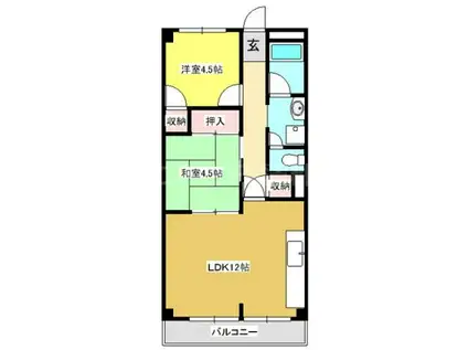 グリーンライフ山ノ沢(2LDK/2階)の間取り写真