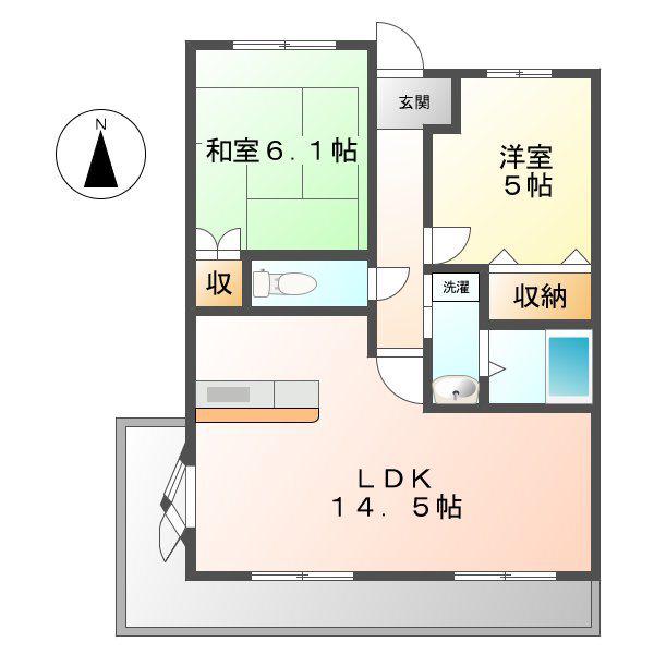 グランメール香久山(2LDK/4階)の間取り写真