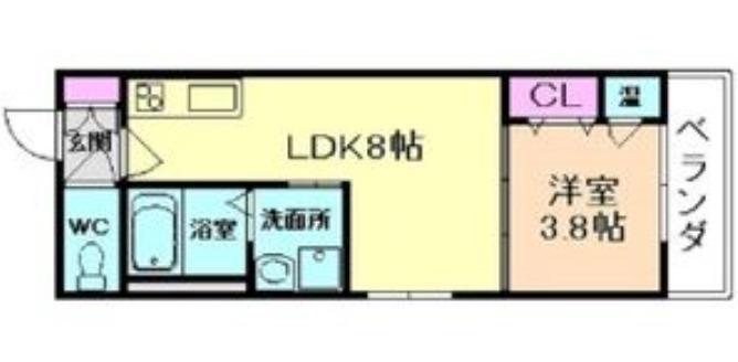 ルミエール弥刀(1LDK/2階)の間取り写真