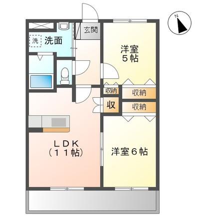 アメニティコーポM(2LDK/2階)の間取り写真