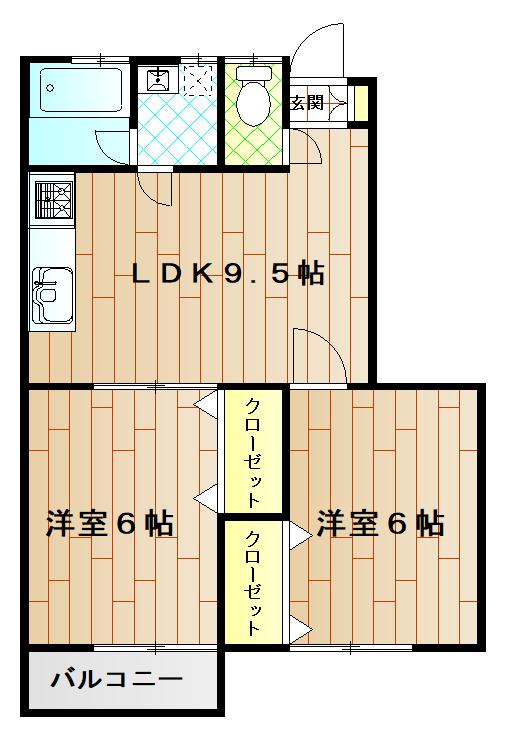 メイン・ヴィラ1ST(2LDK/1階)の間取り写真