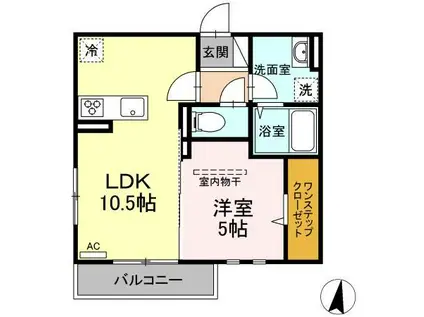 DROOM 霞町(1LDK/3階)の間取り写真