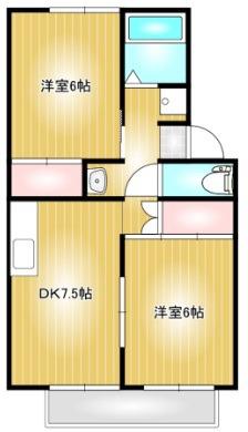 プレジール純B棟(2DK/2階)の間取り写真