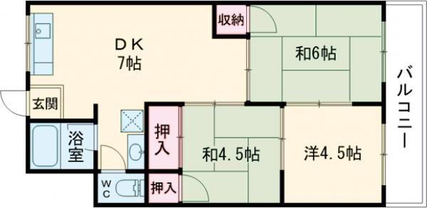 コーポかおり(3DK/3階)の間取り写真