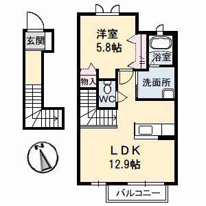 シャーメゾンパンジー(1LDK/2階)の間取り写真