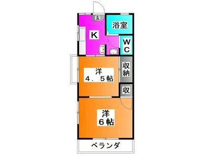 田城ハウス(2K/2階)の間取り写真