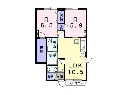 ブリズII(2LDK/1階)の間取り写真