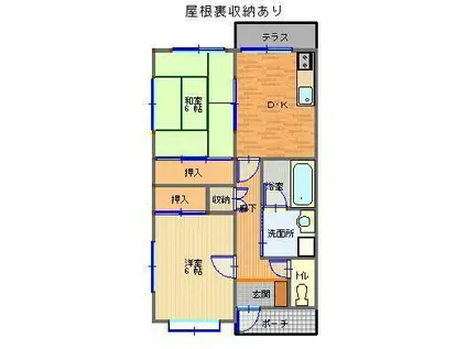 群波II(2DK/1階)の間取り写真