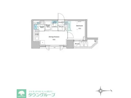 ルフォンプログレ門前仲町プレミア(1DK/4階)の間取り写真