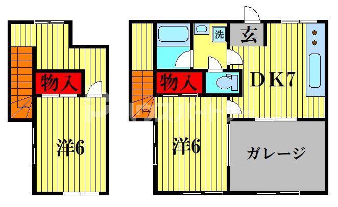 ホワイトベース(2DK/2階)の間取り写真