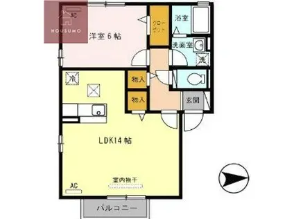 エクセル平野(1LDK/1階)の間取り写真