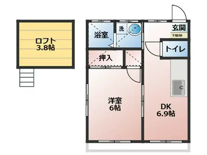 メゾン・ド・フレール(1DK/2階)の間取り写真