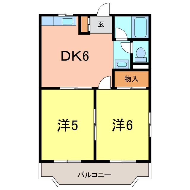 メゾン上条(2DK/3階)の間取り写真