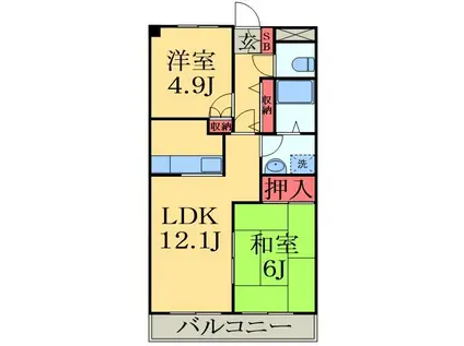 エスポワールメゾンちはら(2LDK/2階)の間取り写真