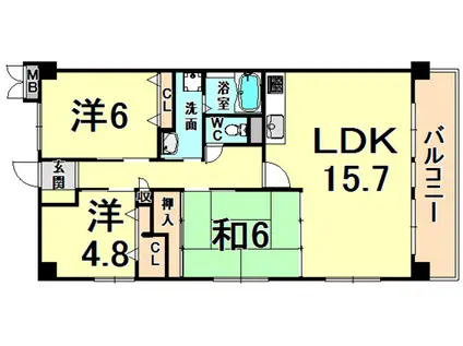 ボヌール ソシア(3LDK/3階)の間取り写真