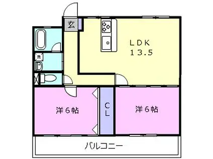グリーンハイツ2(2LDK/1階)の間取り写真