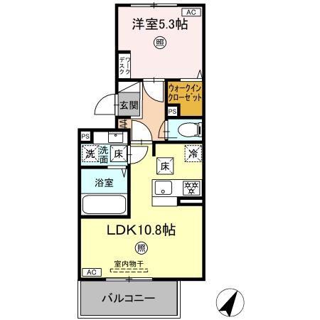 パルフェリーチェ(1LDK/1階)の間取り写真