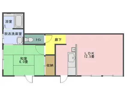 なぎさのハイツ(1LDK/1階)の間取り写真