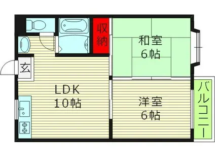 ハイムM&K今津(2DK/2階)の間取り写真