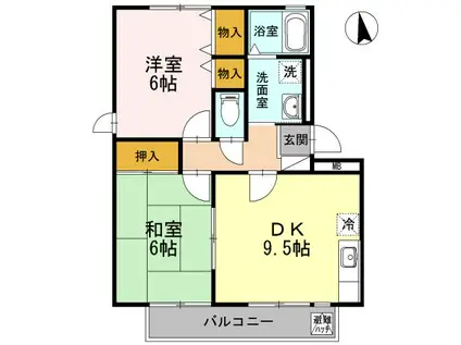 アチチュード(2DK/2階)の間取り写真