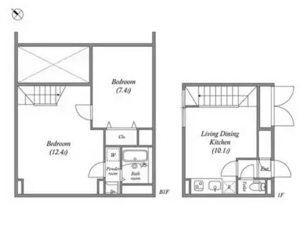 LEGALAND早稲田南(2LDK/1階)の間取り写真