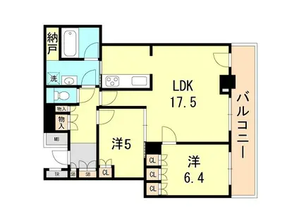 ザ・パークハウス神戸ハーバーランドタワー(2LDK/29階)の間取り写真
