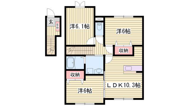 グレイスフルフィールドV(3LDK/2階)の間取り写真