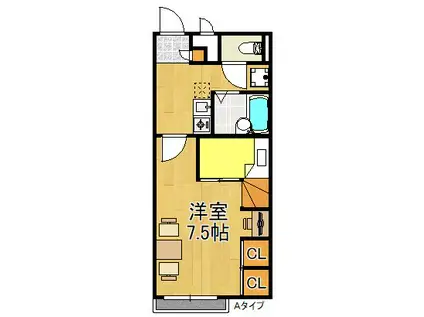 レオパレス三ツ松(1K/1階)の間取り写真