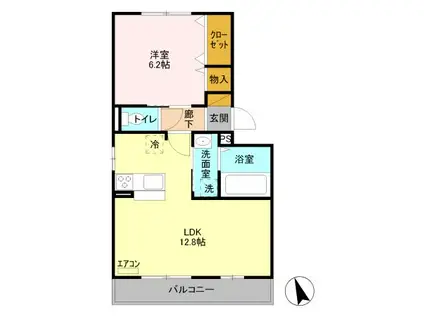 エクリプス(1LDK/3階)の間取り写真