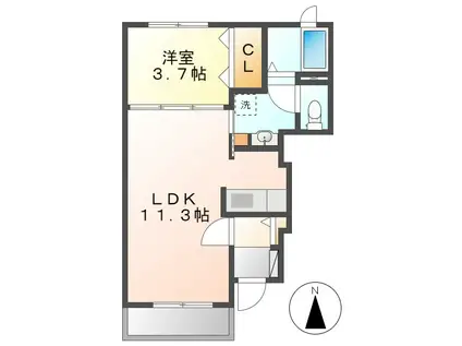カーサ アルドール I(1LDK/1階)の間取り写真