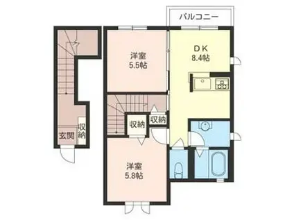 ソフィアコート(2DK/2階)の間取り写真