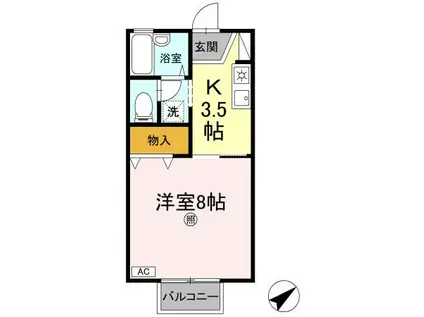 エクセルヤマ(1K/1階)の間取り写真